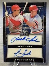 🔥⚾️JACK CLARK & TODD ZEILE 2025 Leaf Metal Dual Blue Pulsar Auto /7 #REDS!⚾️🔥