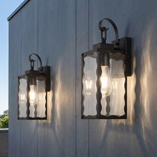 2 Pack 15 Outdoor Wall Light Glass Porch Exterior Mount Sconce Black Fixture 2 Pack 15 Outdoor Wall Light Glass Porch Exterior Mount Sconce Black Fixture