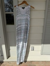 Karen Kane Made USA Rayon Maxi Dress M Sleeveless Side Slits Abstract Boho