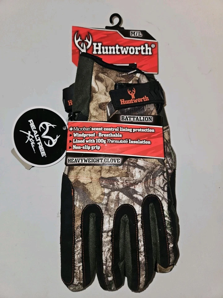 New! Huntworth Realtree Max-1 XT Camouflage Heavyweight Battalion Gloves Sz M/L - Image 3 of 4