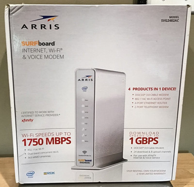Arris Surfboard Internet WiFi Voice Cable Modem SVG2482AC DOCSIS 3.0 Xfinity NEW