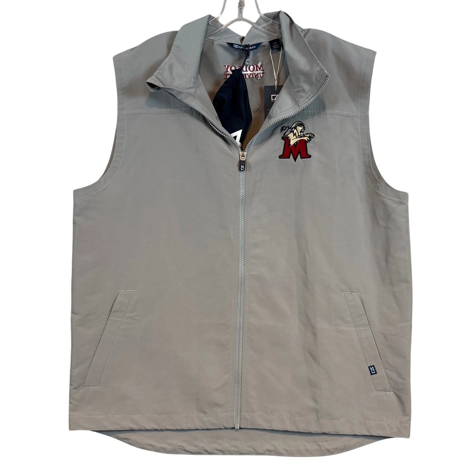 NWT Cutter & Buck Charter Eco Packable Vest Mens Lg Grey Molloy University Lions