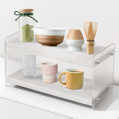 Matcha Set Station - 2 Tier Acrylic Wood Countertop Storage for Kitchen Count...