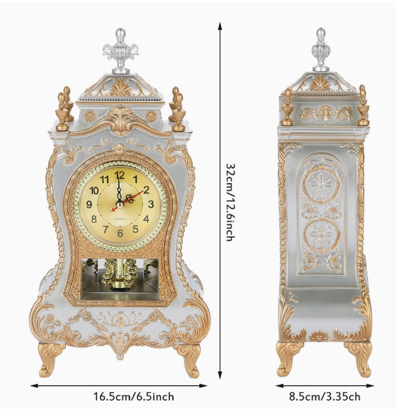 MANTEL CLOCK- Music Chime Mantel Clock &ndash; Silent Pendulum w