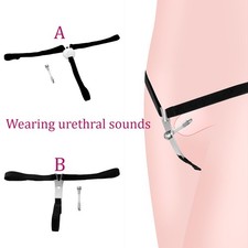 Male Wearable Urethral Sounds Belt Penis Stretching Hollow Dilator Sex Toy