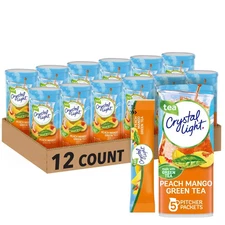 12 Pack-Crystal Light Sugar-Free Peach Mango Green Tea Naturally Flavored Drink
