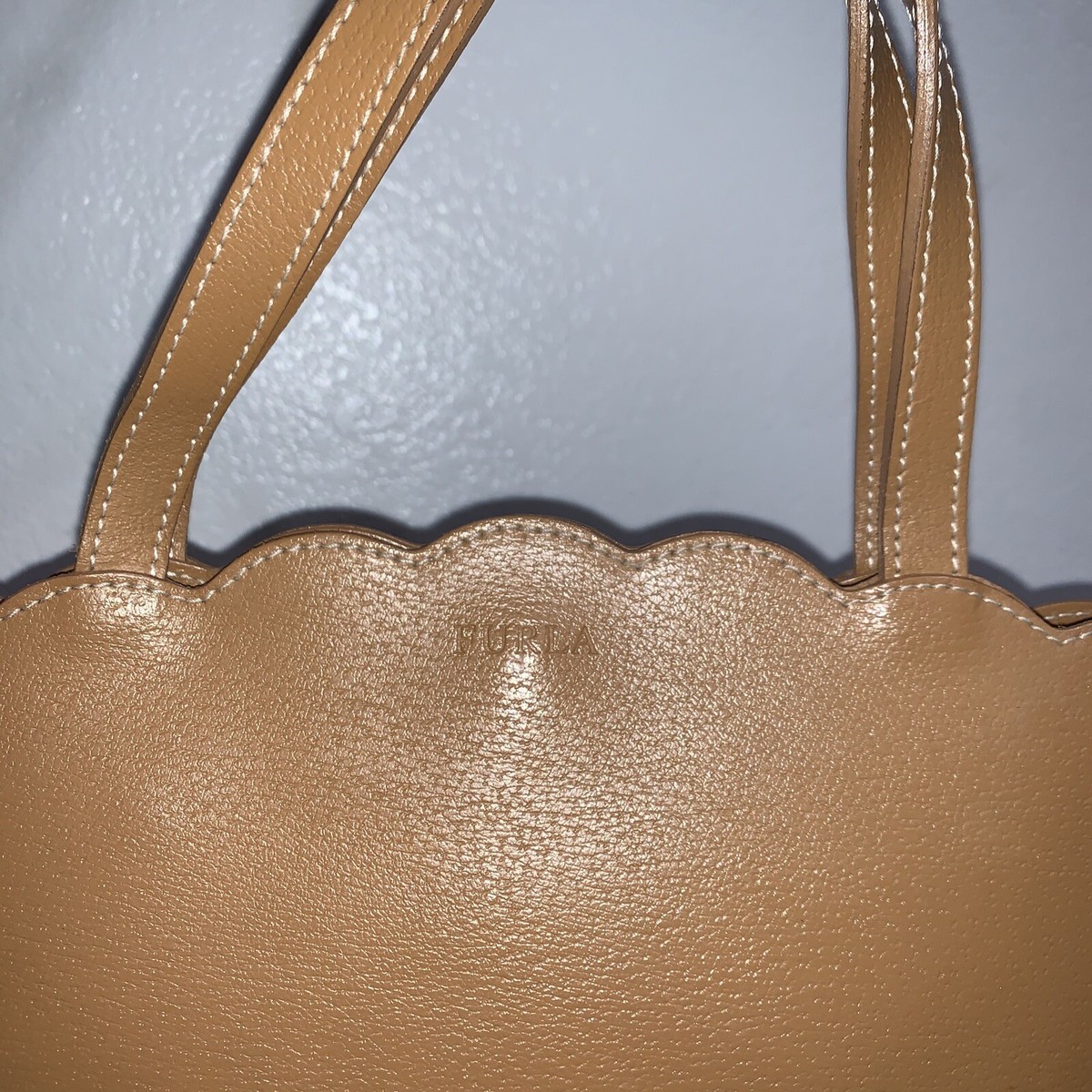 バッグ Furla leather cut design blown hand bag Vintage Furla Scalloped Leather Baguette Purse Bag | eBay