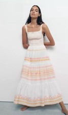 Zara white embroidered dress size small brand new with tags