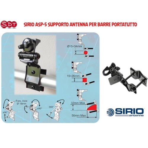 SIRIO ASP-5 SUPPORTO ANTENNA PER BARRE PORTATUTTO - Zdjęcie 1 z 5