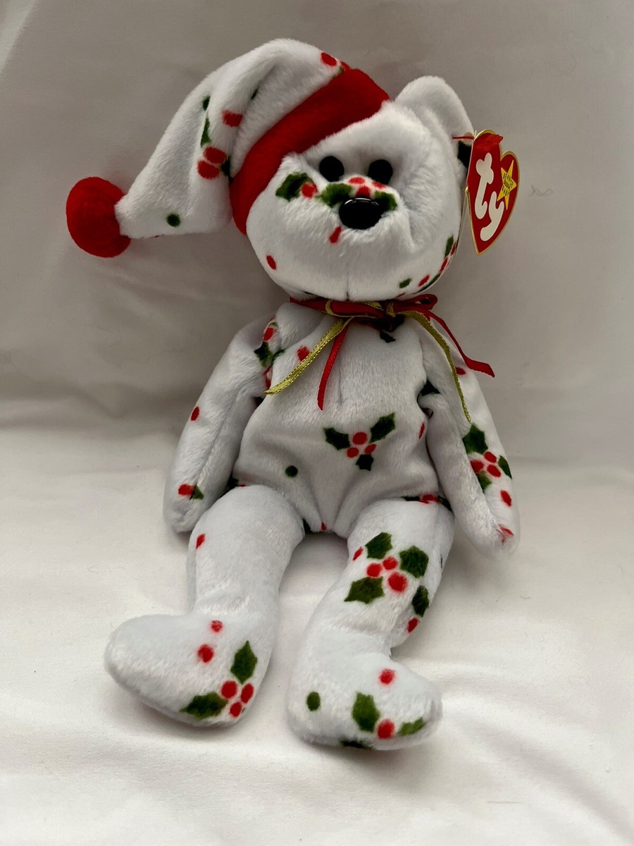 Ty Beanie Baby Holiday Teddy DOB December 25, 1998 Red/gold Ribbon