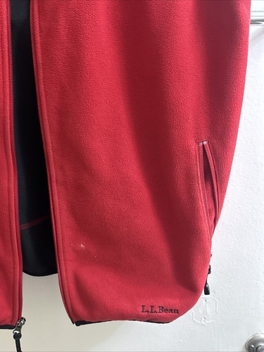 Vtg 80's / 90's L.L Bean Men's Red Black Zip Up Fleece Vest Medium FREE SHIP - Picture 5 of 17