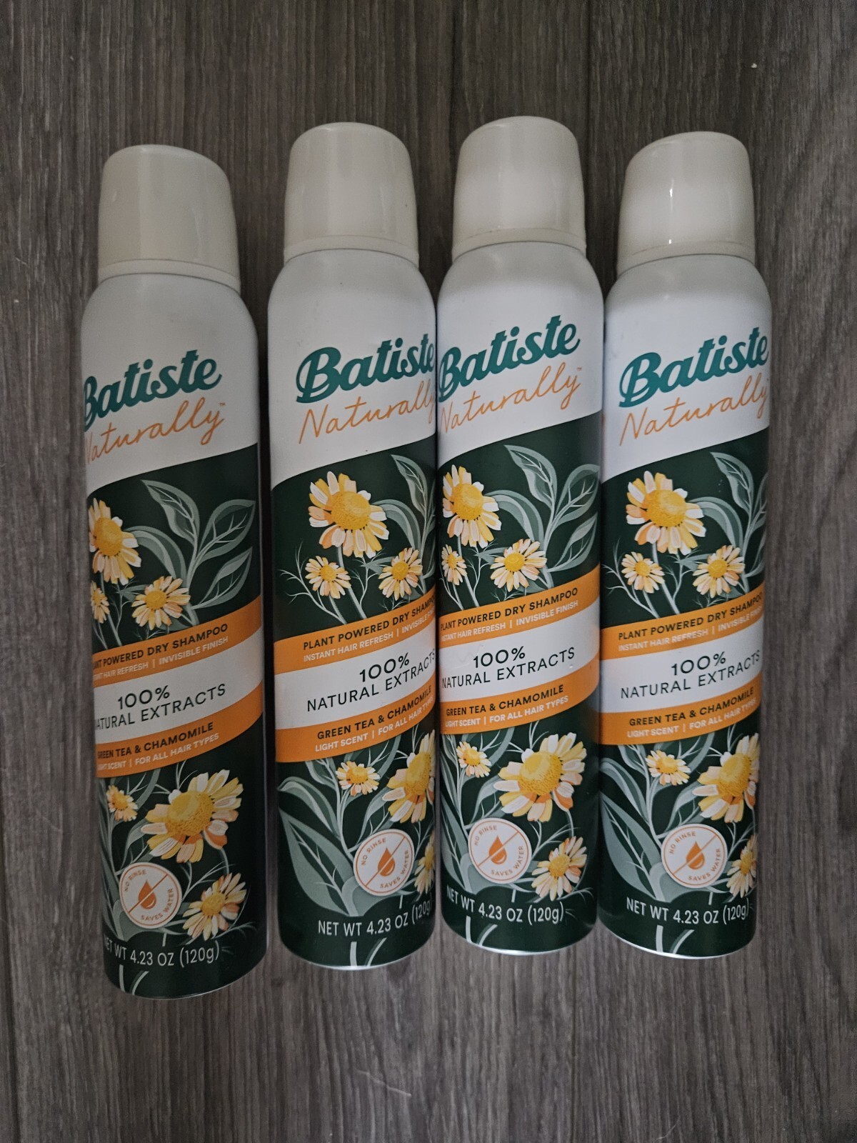Batiste Naturally Dry Shampoo Green Tea & Chamomile 4.23oz LOT OF 4 FREE SHIP