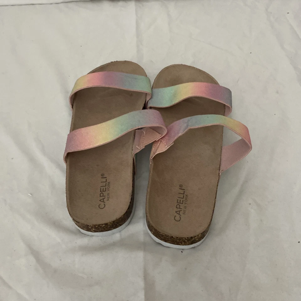 Capelli New York Pastel Rainbow Slides Girls 3/4 Sandals - Image 3 of 4