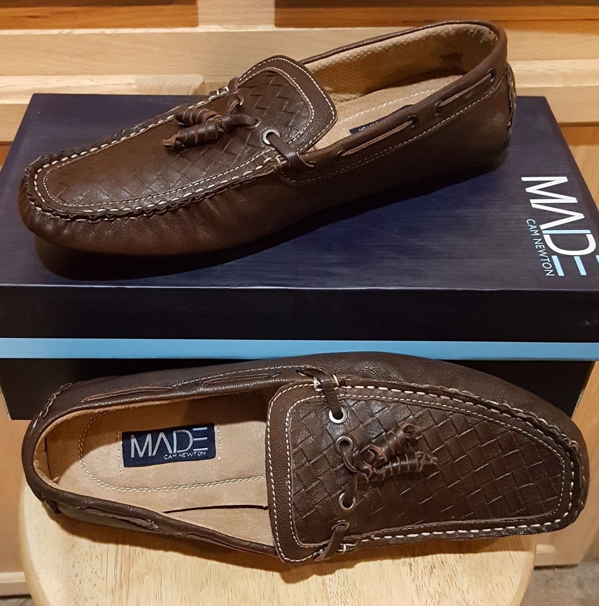 MADE Cam Newton Havelock Brown Leather Men\'s Square-toe Loafer 8.5 Basket Weave MADE Cam Newton Havelock Brown Leather Men main image 2