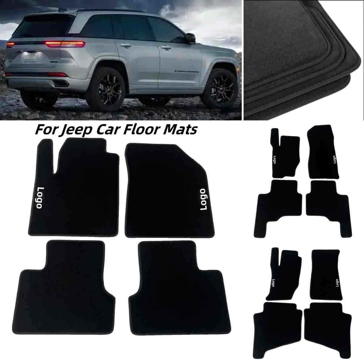 For Jeep Car Floor Mats All Weather Velvet Custom Auto Liners Black Carpets