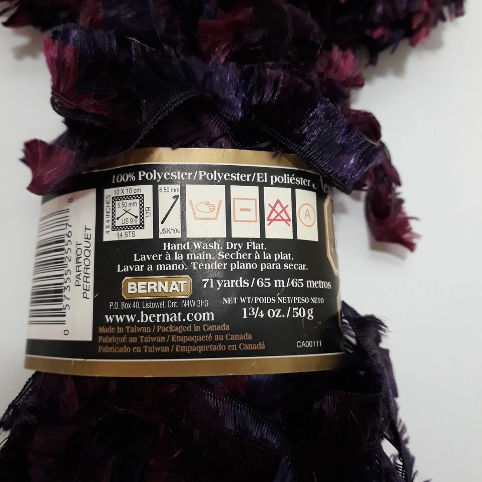Bernat Boa Yarn 81305 PARROT Purple 3.5 oz 71 yds 100% Polyester Lot of 2 - Image 4 of 4