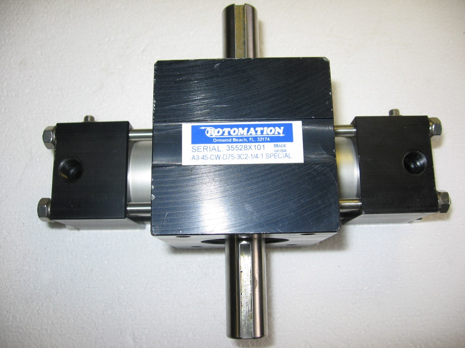 Rotomation A3-45-CW-D75-3C2-1/4-1 Special 45 Degree Double Shaft Rotary Actuator