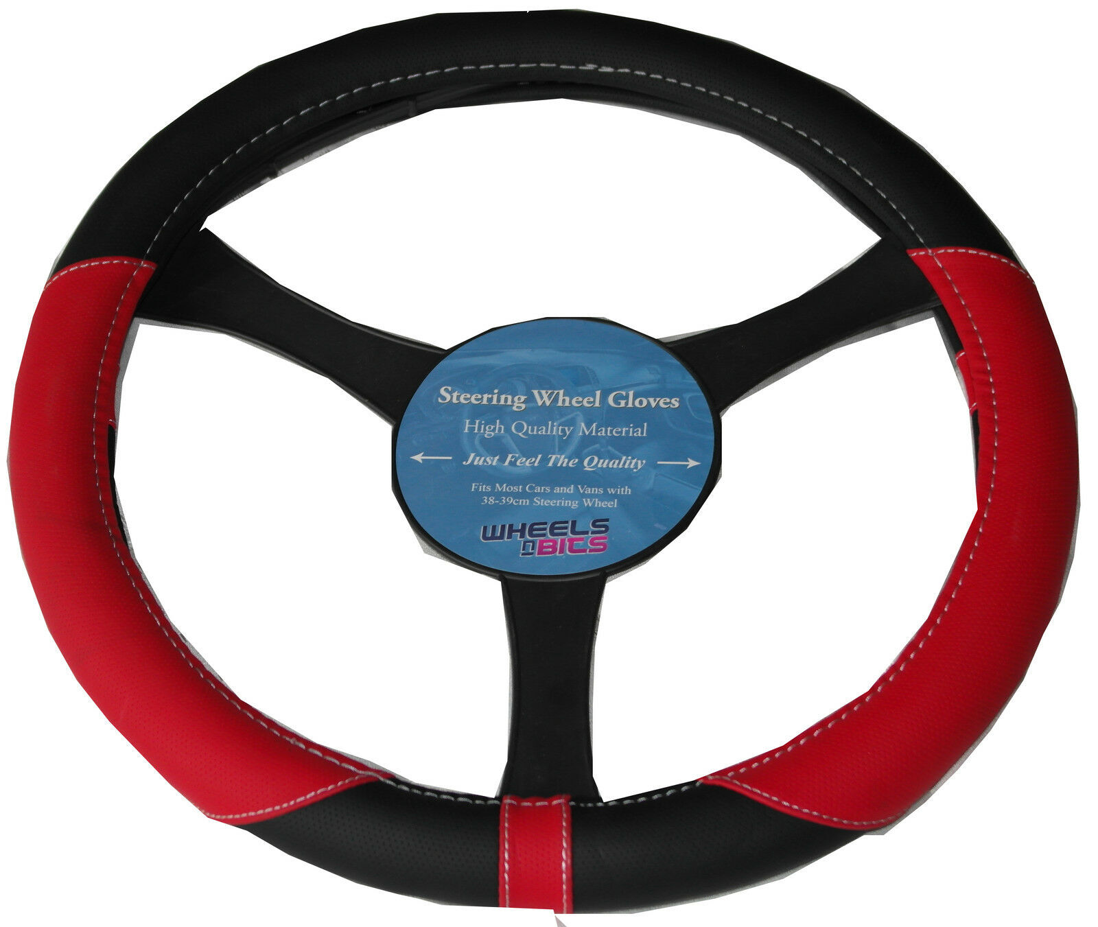 37-39 cm Leather feel Steering Wheel Glove Cover RED to fit Fiat 500 Punto Uno