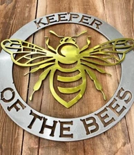Bee Keeper Steel Metal Sign, Honey Bee, Garden, 12-inch