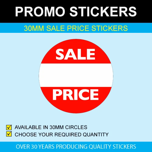 Sale Price Stickers (30mm White Band)