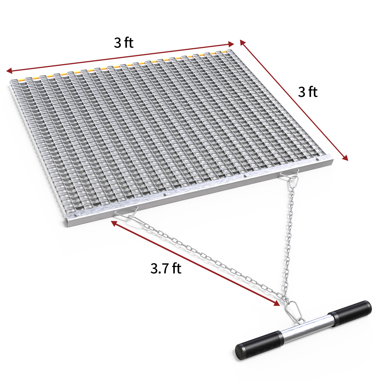 3' x 3' Drag Mat Heavy Duty Zinc & Steel Mesh Field Surface Leveling