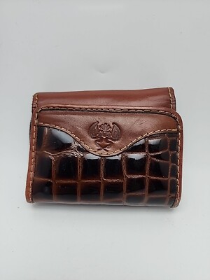Campo Viejo Handmade Leather Wallet Brown Crocodile Embossed Made in Mexico