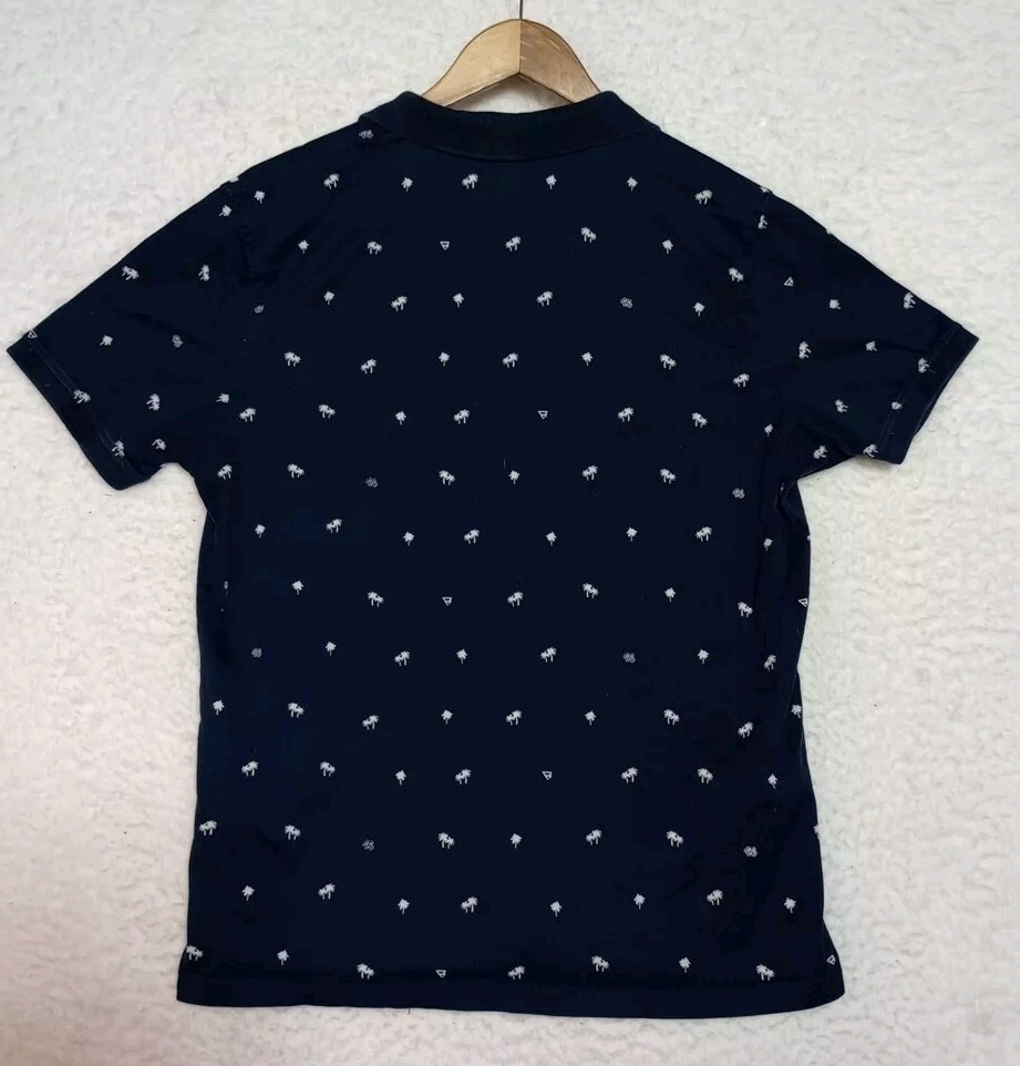 FILA Camicia uomo Saville Row manica corta blu con bottoni stampa palme brit slim