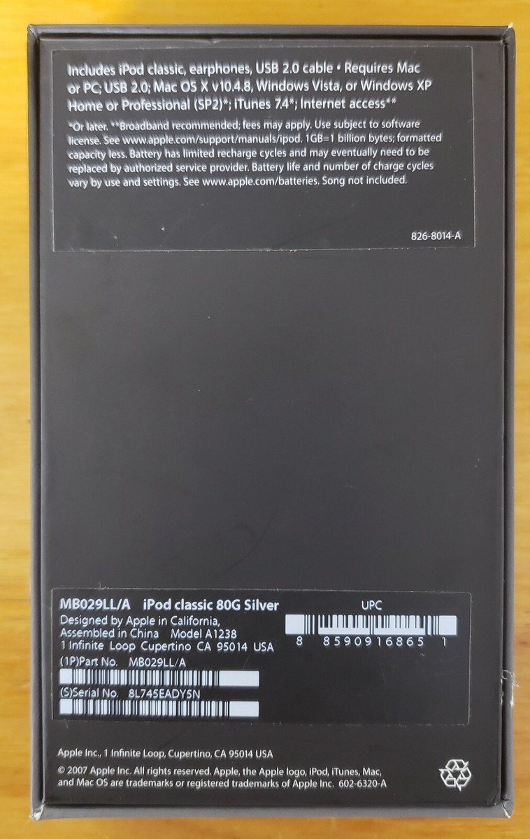 iPod classic 80GB MB029LL ジャンク 起動確認済み Apple iPod Classic 80 GB Silver - 6th Generation (MB029LL/A