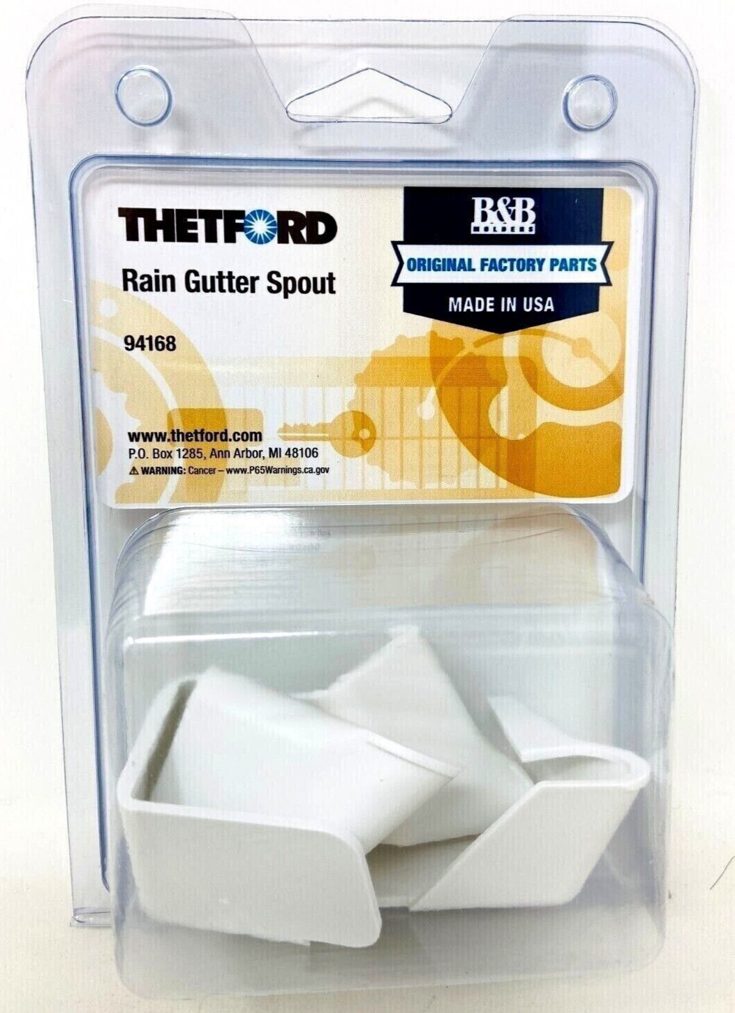 RV/Camper/Trailer Rail Plastic Gutter Spouts Thetford 94168, 4 Pack