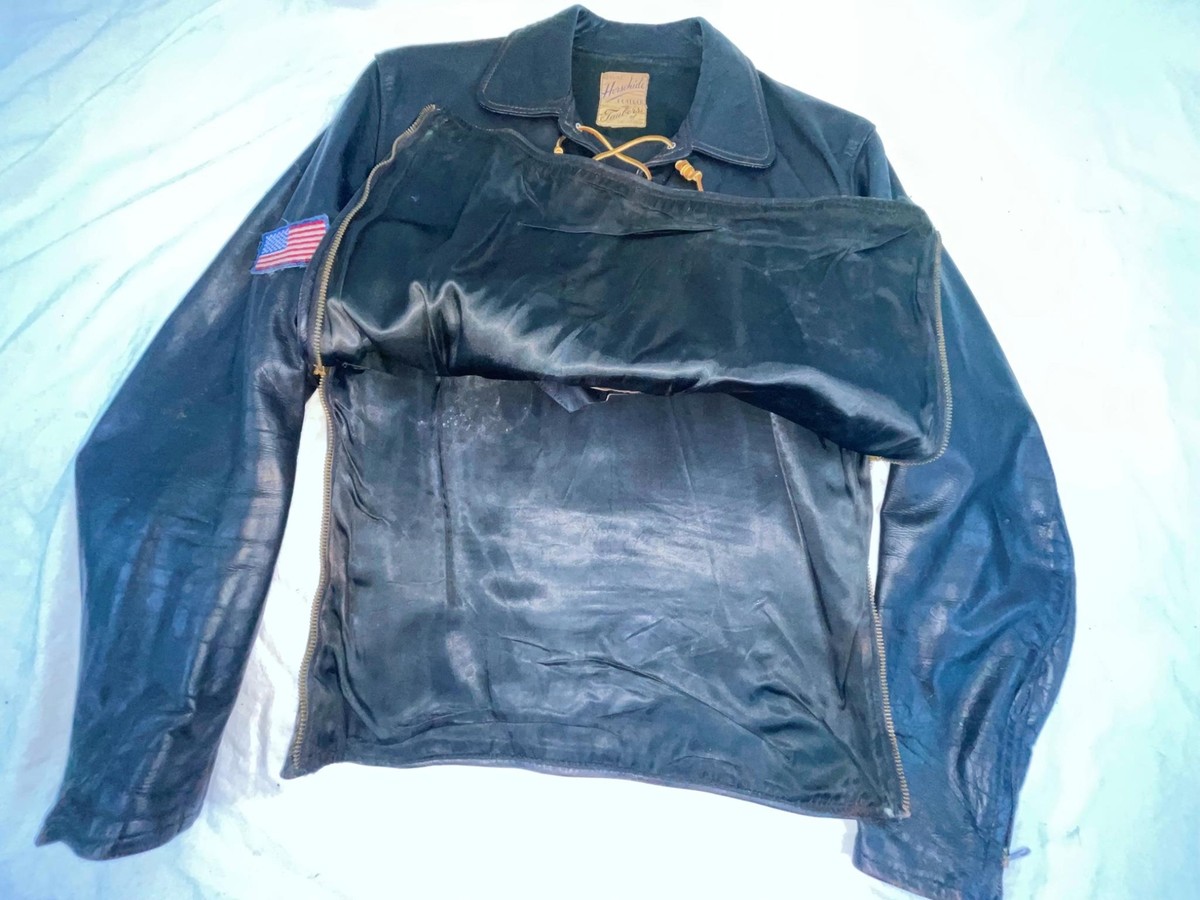 VTG 50S M TAUBERS HORSEHIDE LEATHER MOTORCYCLE LACED