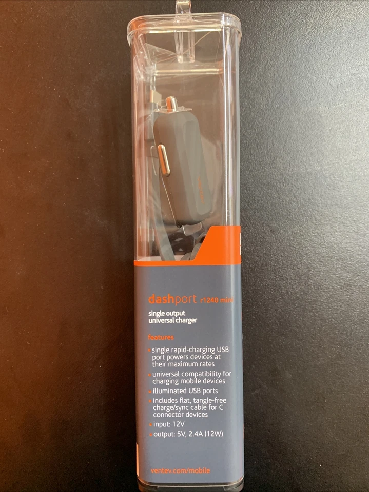 Cargador de coche Ventev 12W Dashport R1240 y cable USB A a USB C 3 pies - gris Foto 4 de 4