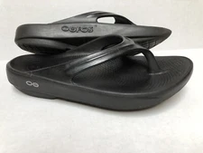 Oofos Oolala Luxe Recovery Flip Flop Sandals ~ Women’s 8 BLACK ~ NICE PAIR!!!!!!