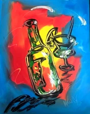 WINE MODERN ABSTRACT ORIGINAL PAINTING STRETCHED CANVAS BY KAZAV U9FB