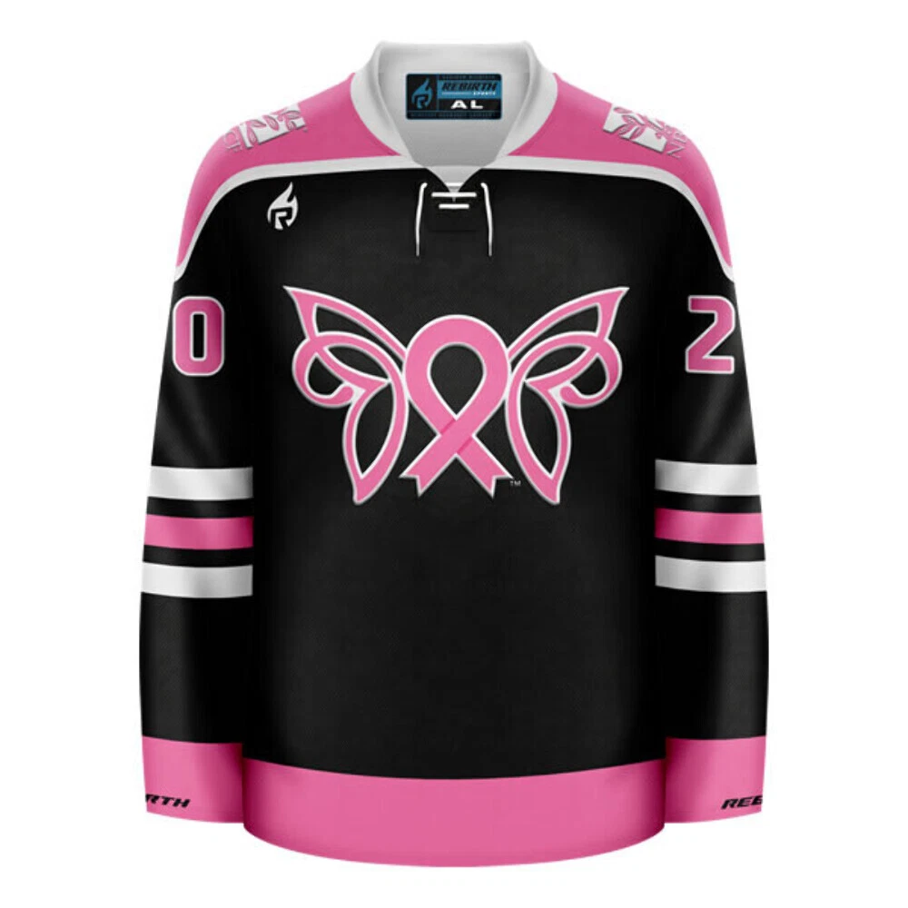 Breast Cancer Awareness Butterfly Black Charity Hockey Jersey