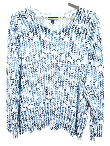KAREN SCOTT Women's Cotton Sweater Cardigan Geometric Multicolor Size 3X Plus