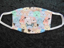 MULTI COLORED DOGS PRINTED SOFT COTTON KNIT FACE MASK THE PAWS PALS COLLECTION