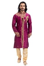 itailorman Ethnic Men Indian Design Dark Pink Kurta Churidar for 2pc