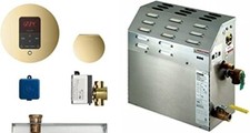 Mr. Steam MS225E Steam Bath Generator with Round Butler Package in Satin Brass