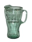 Coca Cola Green Glass Pitcher vtg 70 oz with Ice Lip 10.5" tall