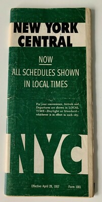 April 1957 New York Central Railroad Fahrplan RR Zug Fahrplan Prospekt Karte