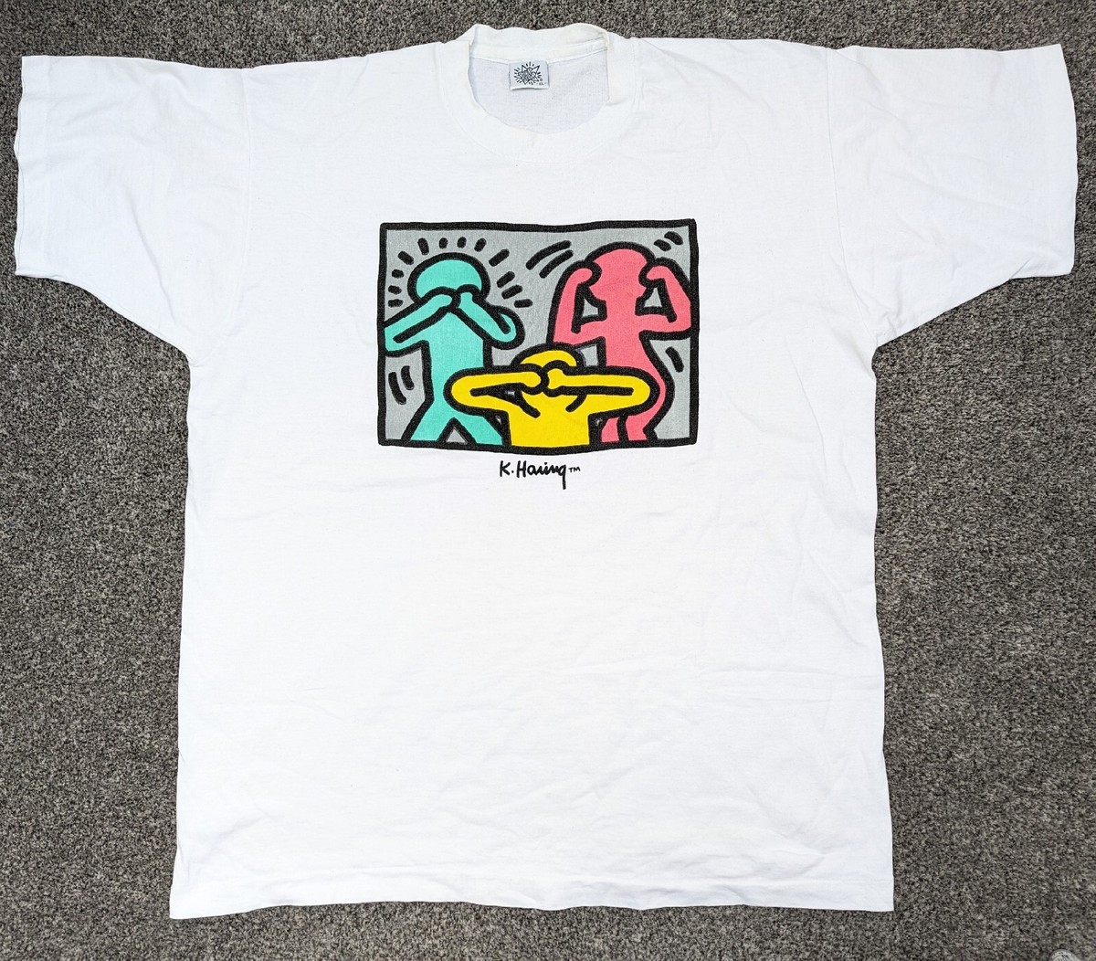 Vintage 80s Keith Haring Pop Shop Single Stitch XL Hear No Evil T