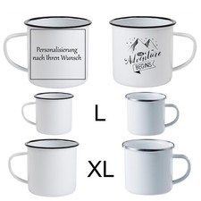 Emaille Tasse Kaffeebecher personalisiert mit Name und Foto als Geschenk