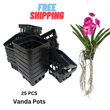 Vanda Orchid Pot Mesh Net Basket Mini Black Plastic Hydro Air Plant Décor 25 Pcs