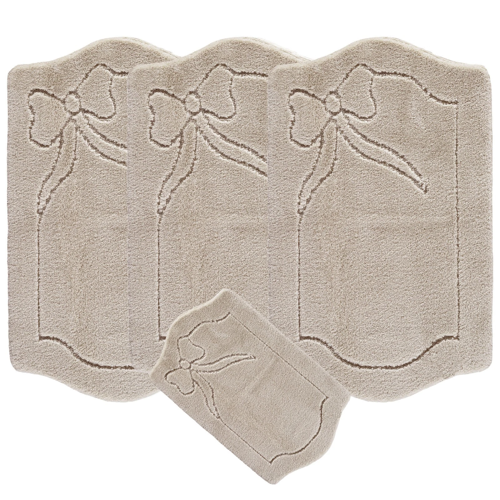 ROMANY GYPSY CARAVAN MICROFIBER WASHABLE RUGS 4pcs SET, LEAFY 25mm Thickness