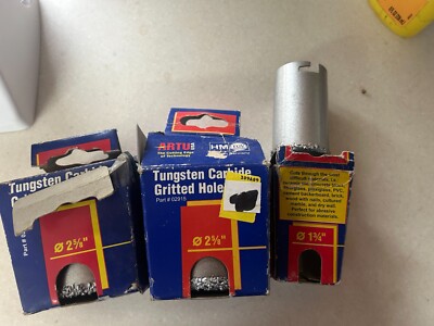NEW 3-pack lot Artu Tungsten Carbide Gritted Hole Saw 2-5/8'' 02915 1-3/4''