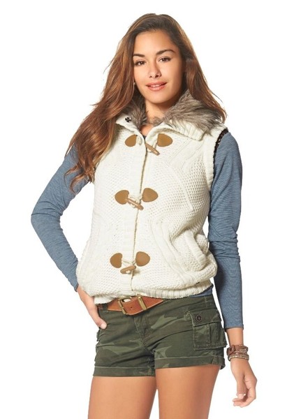 Ajc Damen Strick Weste (Wollweiß, 36) P1255-image