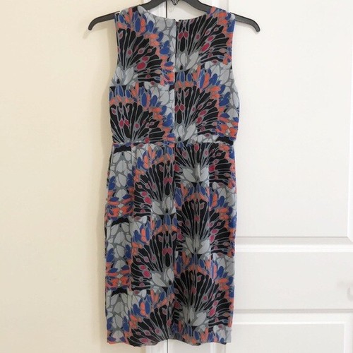Vestido envolvente sintético Banana Republic talla 0 negro naranja gris cuello en V trabajo profesional nuevo con etiquetas - Imagen 2 de 8