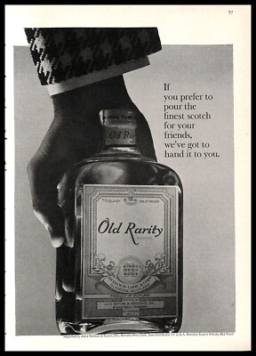 1966 Old Rarity Scotch Vintage PRINT AD Bottle Hand Liquor Advertisement