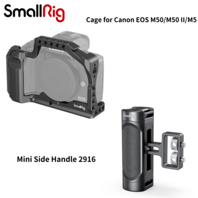 SmallRig Camera Cage for Canon EOS M50/M50 II/M5 2168C+Mini Side Handle 2916
