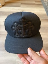 100 Authentic Chrome Hearts Cemetery Trucker Hat Black Three 3 Black Patch EUC